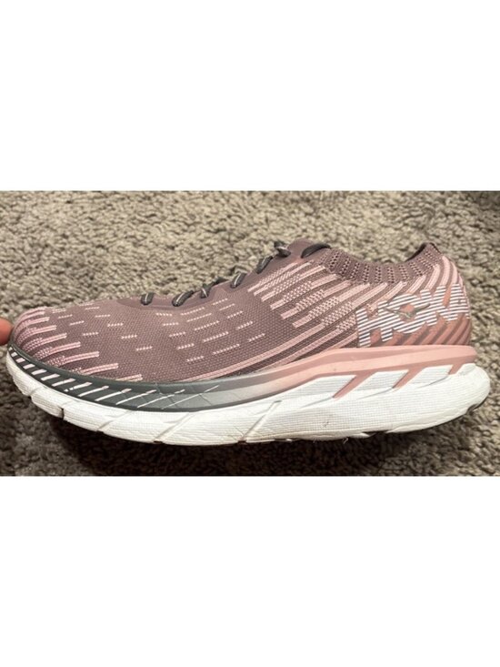 Hoka Shoes - Hoka One Womens Clifton 5 Knit Running Shoes Purple/Pink Low Top Lace Up Size 8